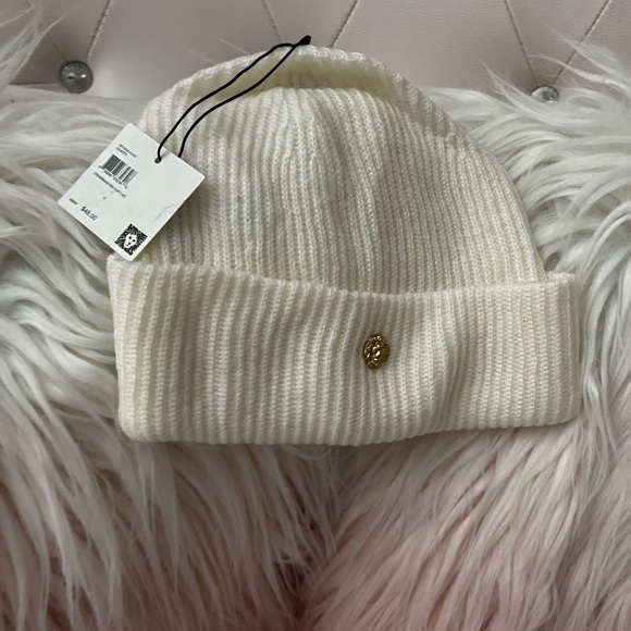 Anne Klein Fisherman Ribbed Cuffed Quartz Ivory Hat O/S - Picture 9 of 11